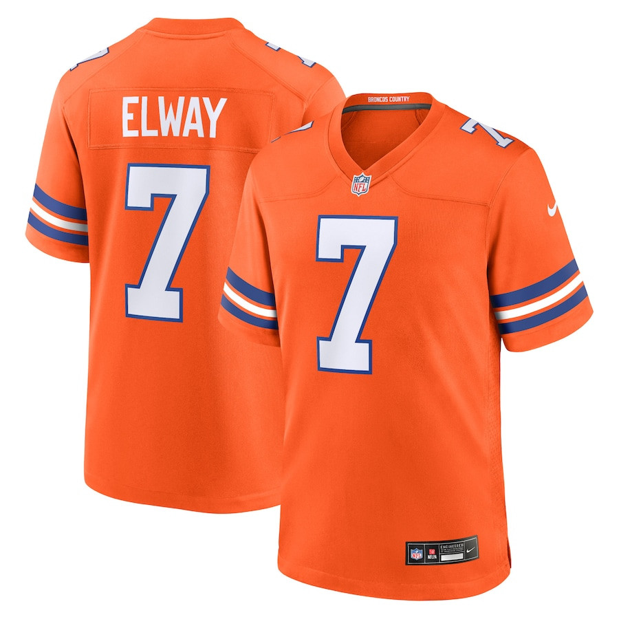 John Elway 7 Denver Broncos Mile High Collection 1977 Throwback Retired Player Game Men Jersey - Orange JS3277 Saliibo