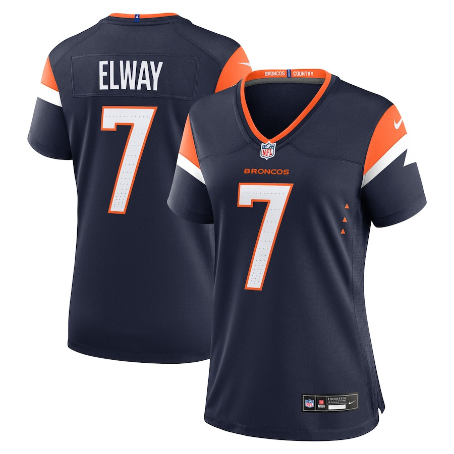 John Elway 7 Denver Broncos Retired Women Alternate Game Jersey - Navy JS9373 Saliibo