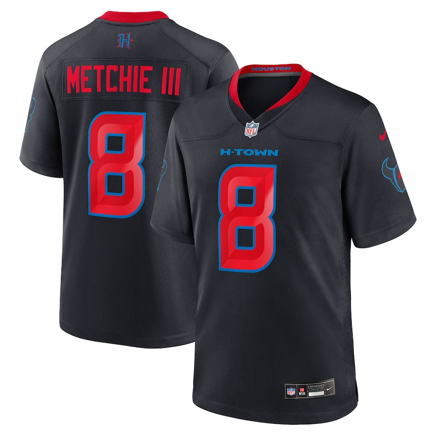 John Metchie III 8 Houston Texans 2nd Alternate Game Men Jersey - Navy JS7756 Saliibo
