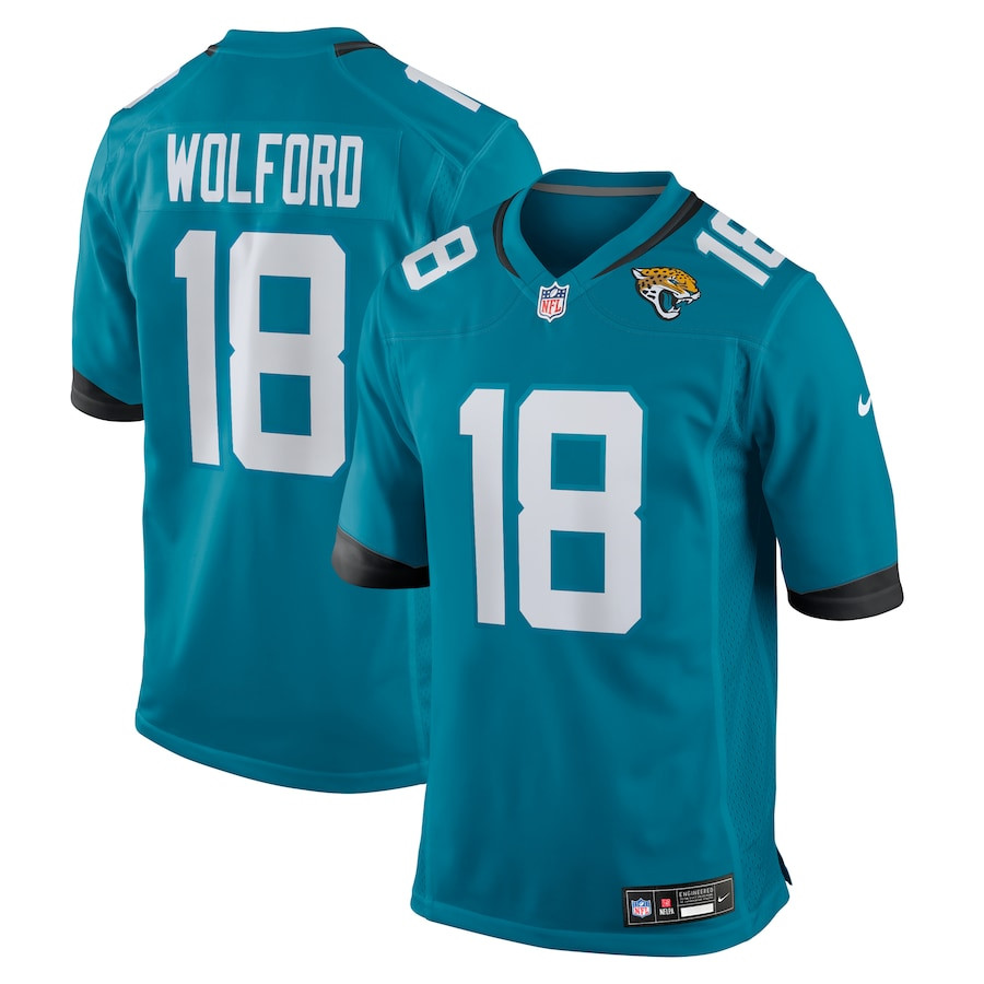 John Wolford 18 Jacksonville Jaguars Team Game Men Jersey - Teal JS6469 Saliibo