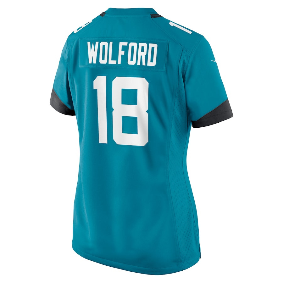 John Wolford 18 Jacksonville Jaguars Women's Team Game Jersey - Teal JS5066 Saliibo - Image 3