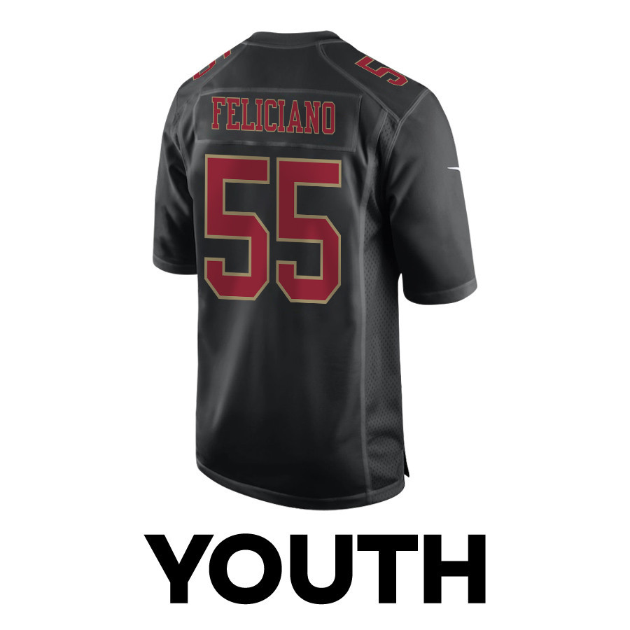 Jon Feliciano 55 San Francisco 49ers Super Bowl LVIII Patch Fashion Game YOUTH Jersey - Carbon Black JS6073 Saliibo - Image 3