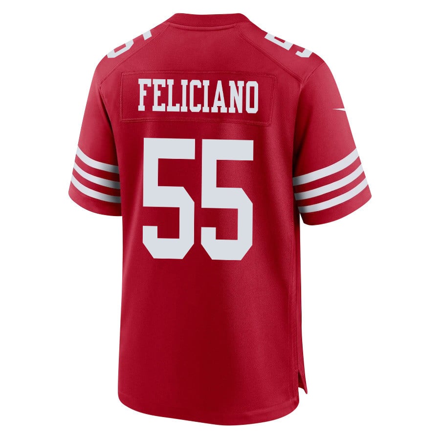 Jon Feliciano 55 San Francisco 49ers Super Bowl LVIII Patch Game Men Jersey - Scarlet JS4076 Saliibo - Image 3
