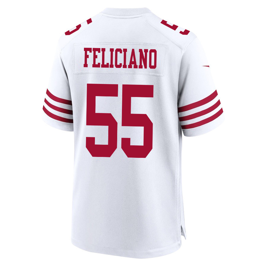 Jon Feliciano 55 San Francisco 49ers Super Bowl LVIII Patch Game Men Jersey - White JS1141 Saliibo - Image 3
