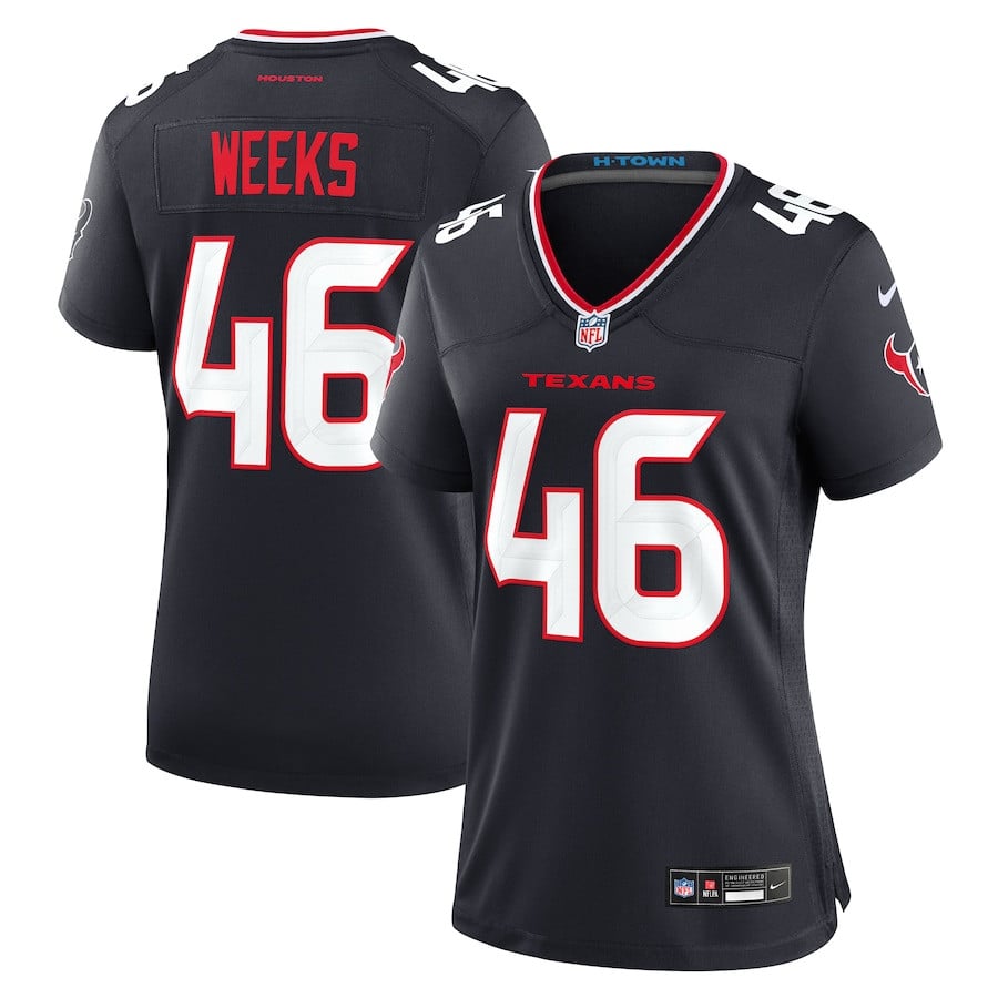 Jon Weeks 46 Houston Texans Women's Team Game Jersey - Navy JS3145 Saliibo