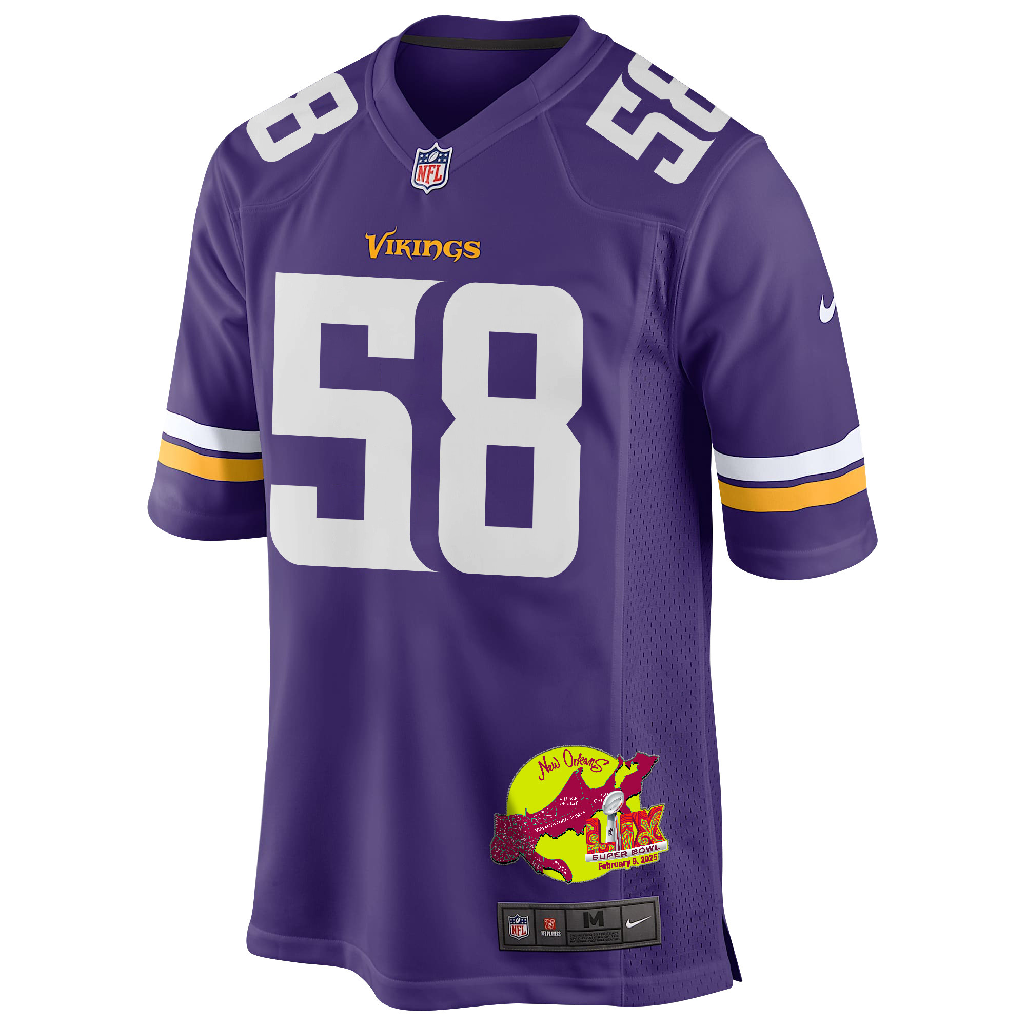 Jonathan Greenard 58 Minnesota Vikings Super Bowl LIX New Orleans Patch Game Men Jersey - Purple JS2786 Saliibo - Image 3