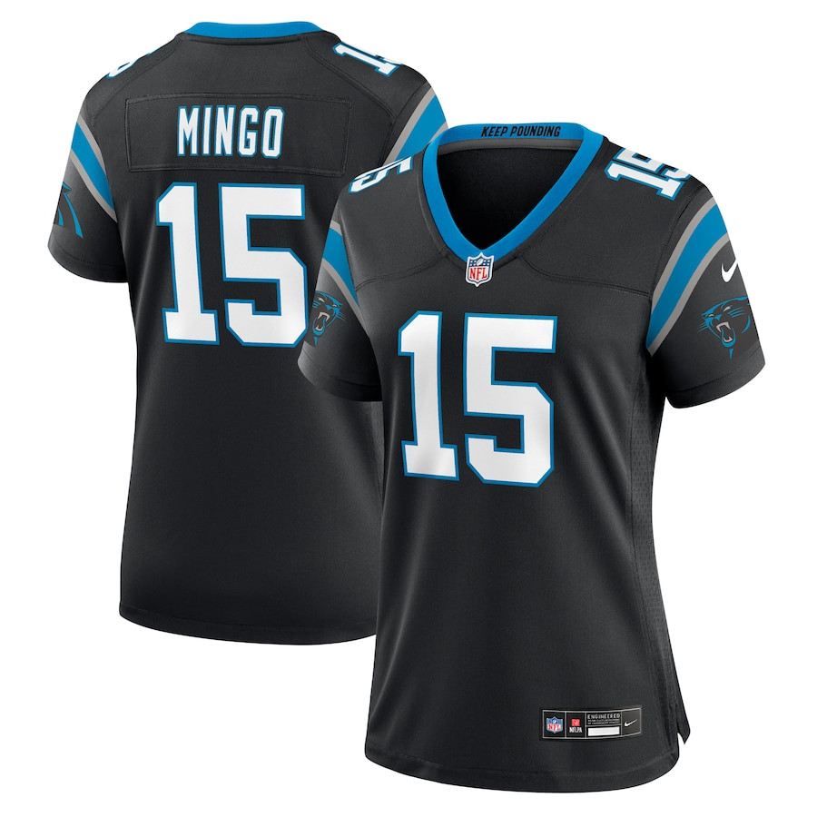 Jonathan Mingo 15 Carolina Panthers Women's Game Jersey - Black JS9246 Saliibo