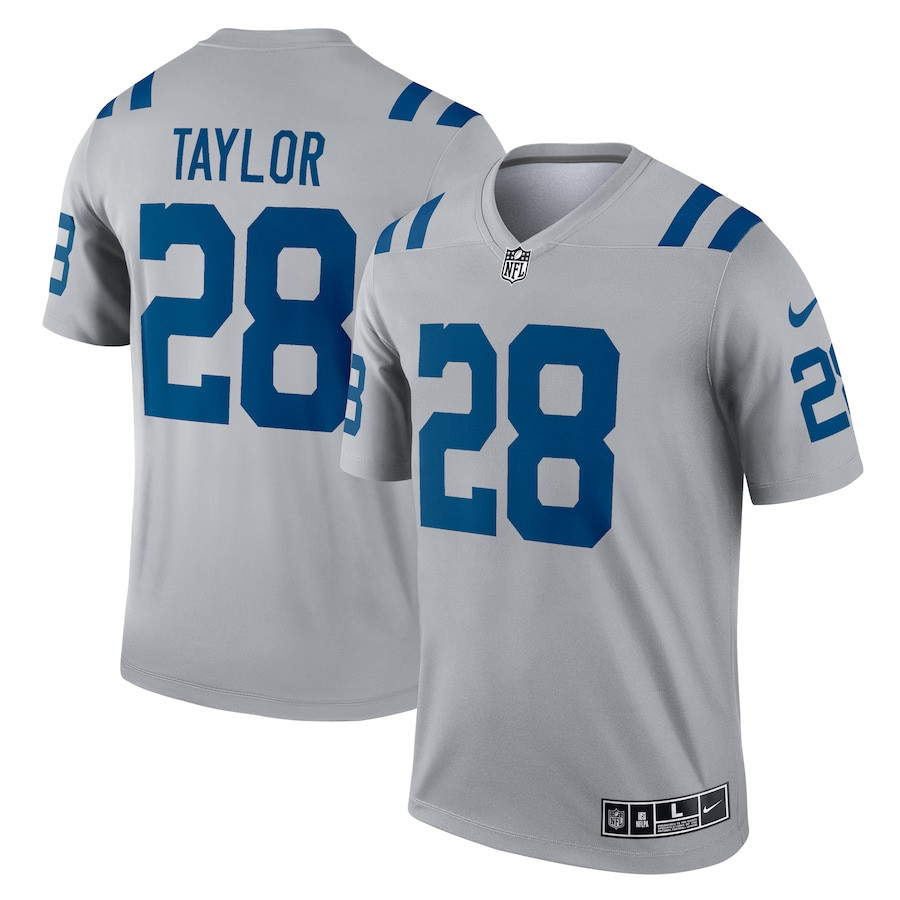 Jonathan Taylor 28 Indianapolis Colts Men Inverted Legend Jersey - Gray JS4563 Saliibo