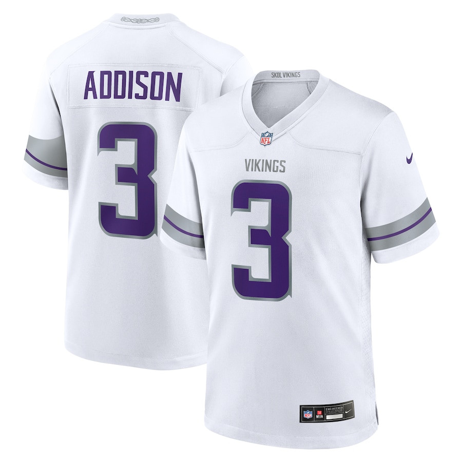 Jordan Addison 3 Minnesota Vikings Alternate Game Player Men Jersey - White JS5259 Saliibo