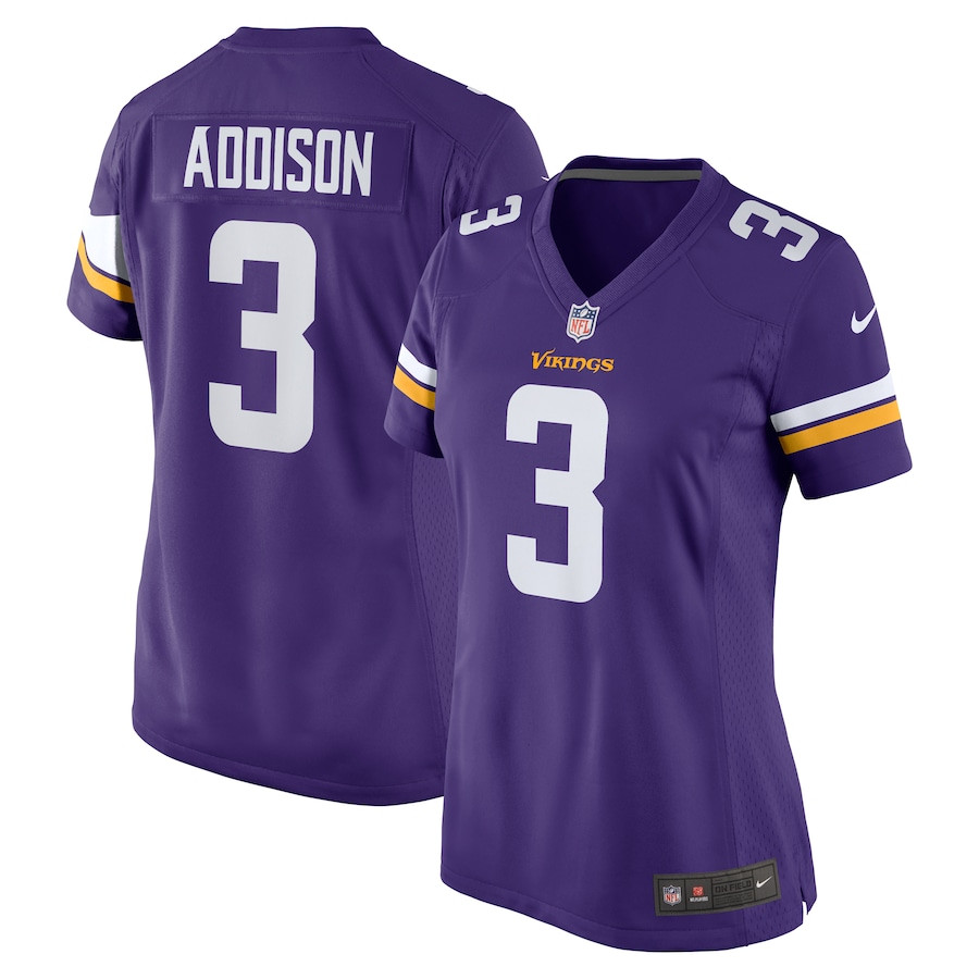 Jordan Addison 3 Minnesota Vikings Women's Game Jersey - Purple JS6023 Saliibo