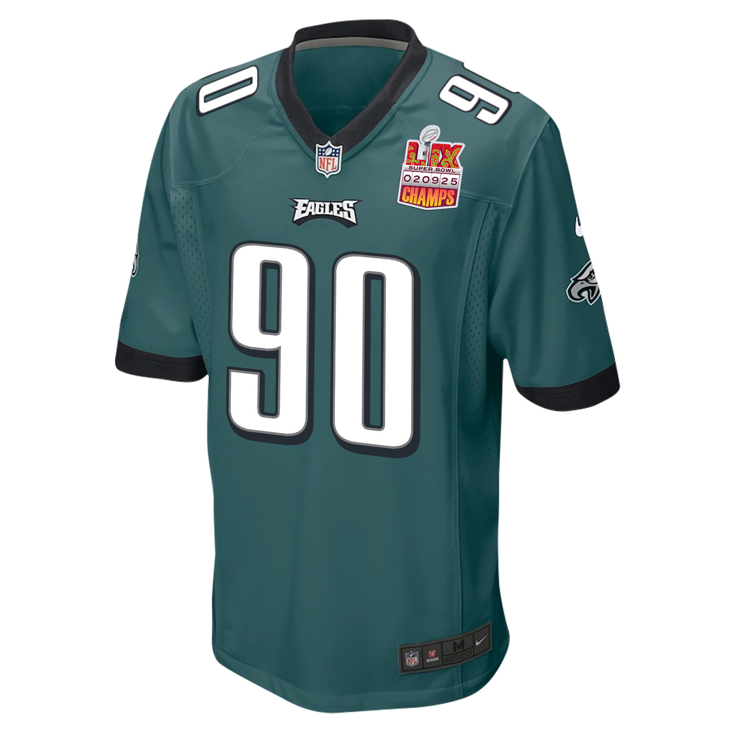 Jordan Davis 90 Philadelphia Eagles Super Bowl LIX Champions Patch Game Men Jersey - Midnight Green JS1359 Saliibo - Image 3