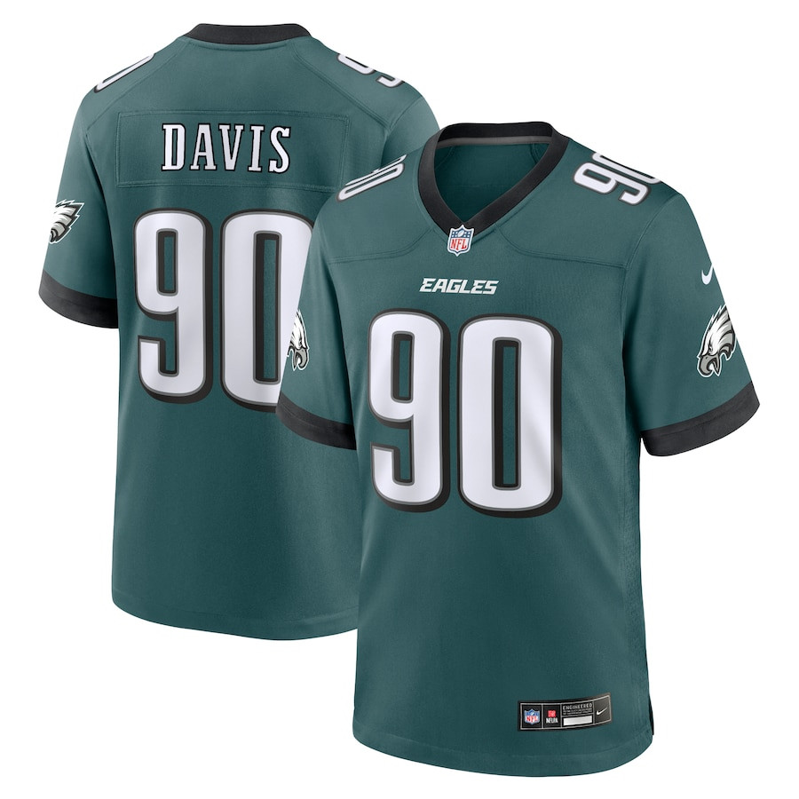Jordan Davis 90 Philadelphia Eagles Team Game Men Jersey - Midnight Green JS8005 Saliibo