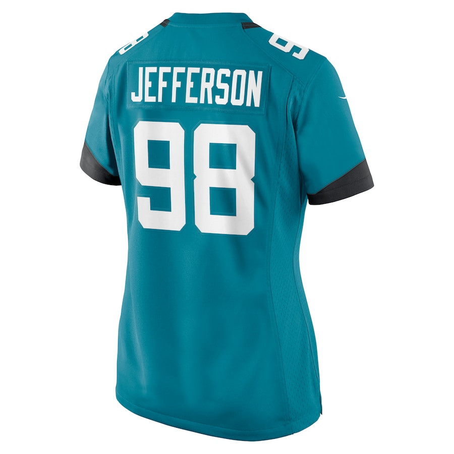 Jordan Jefferson 98 Jacksonville Jaguars Women's Game Jersey - Teal JS9590 Saliibo - Image 3
