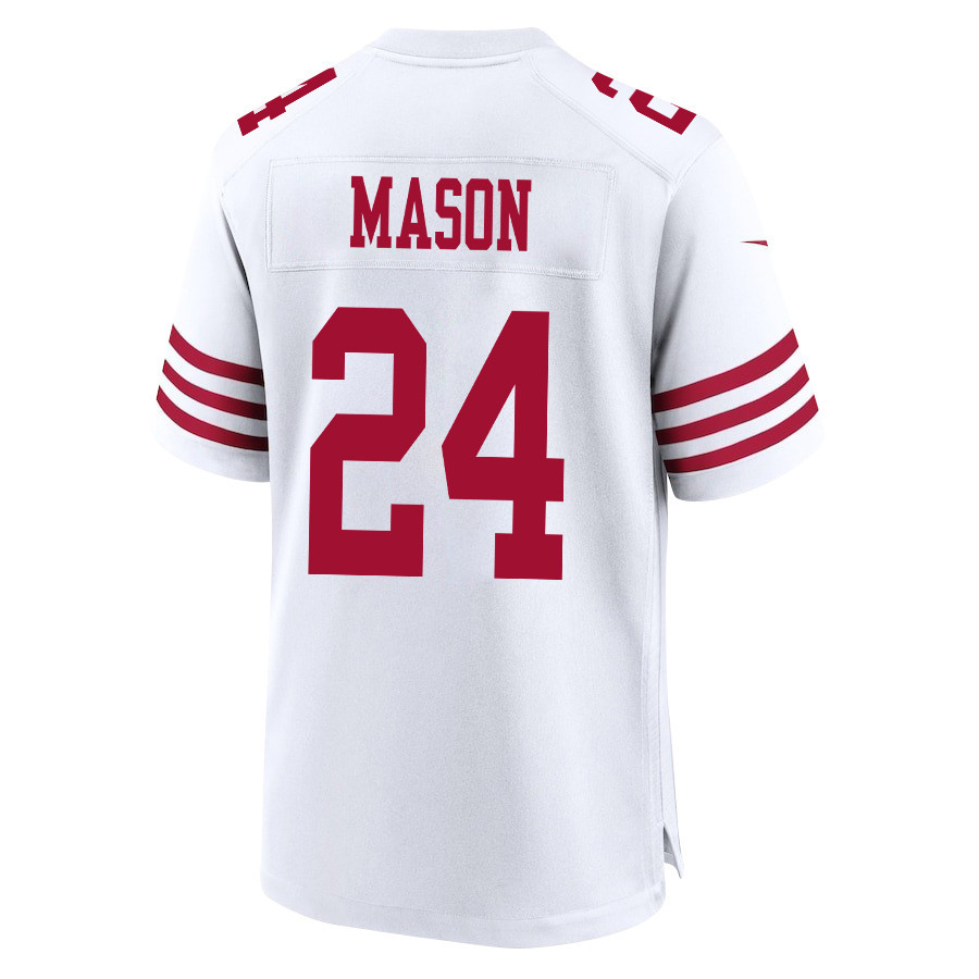 Jordan Mason 24 San Francisco 49ers NFC Champions Patch Game Men Jersey - White JS8850 Saliibo - Image 3