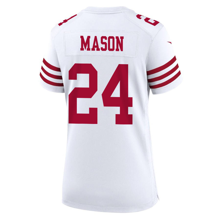 Jordan Mason 24 San Francisco 49ers Super Bowl LVIII Patch Game Women Jersey - White JS6857 Saliibo - Image 3