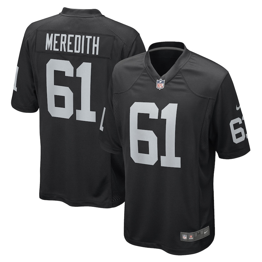Jordan Meredith 61 Las Vegas Raiders Team Game Men Jersey - Black JS7193 Saliibo