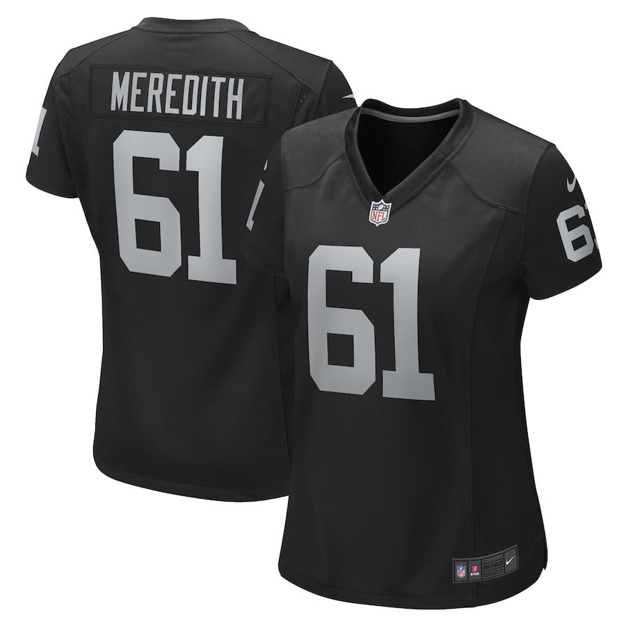 Jordan Meredith 61 Las Vegas Raiders Women's Team Game Jersey - Black JS7414 Saliibo