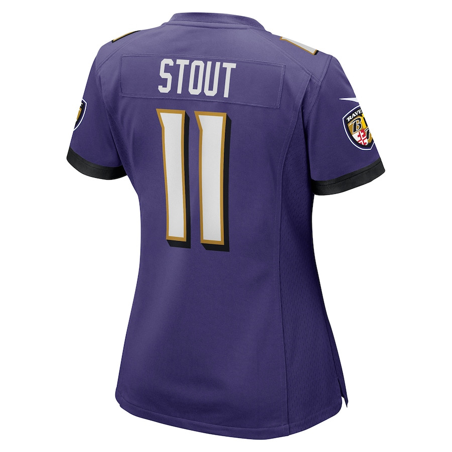 Jordan Stout 11 Baltimore Ravens Women's Game Jersey - Purple JS2755 Saliibo - Image 3