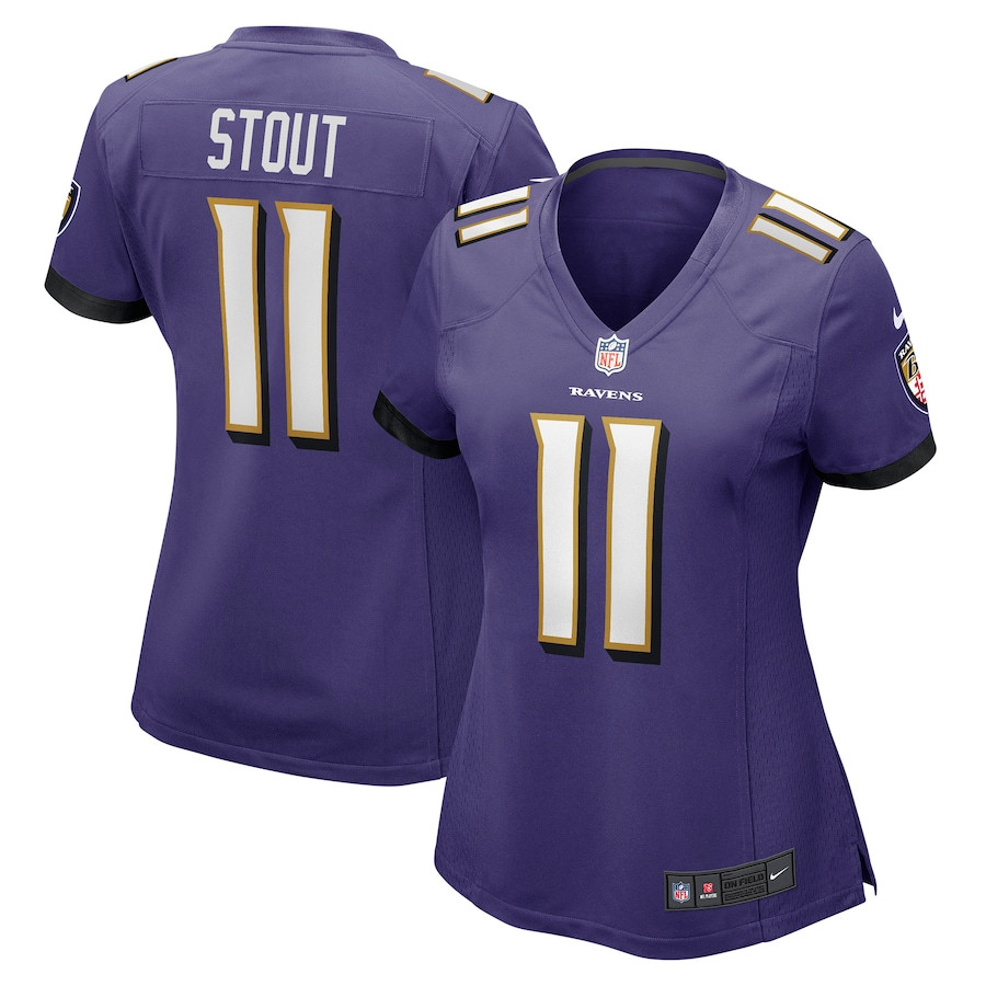 Jordan Stout 11 Baltimore Ravens Women's Game Jersey - Purple JS2755 Saliibo