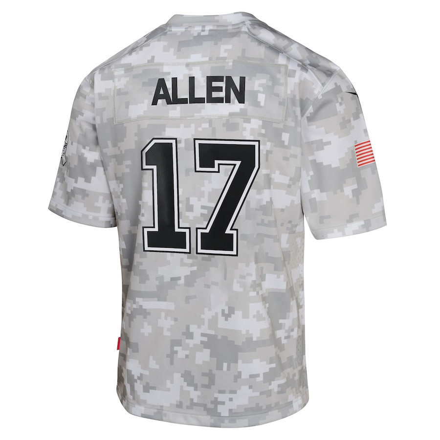 Josh Allen 17 Buffalo Bills 2024 Salute to Service Game YOUTH Jersey - Arctic Camo JS2489 Saliibo - Image 3