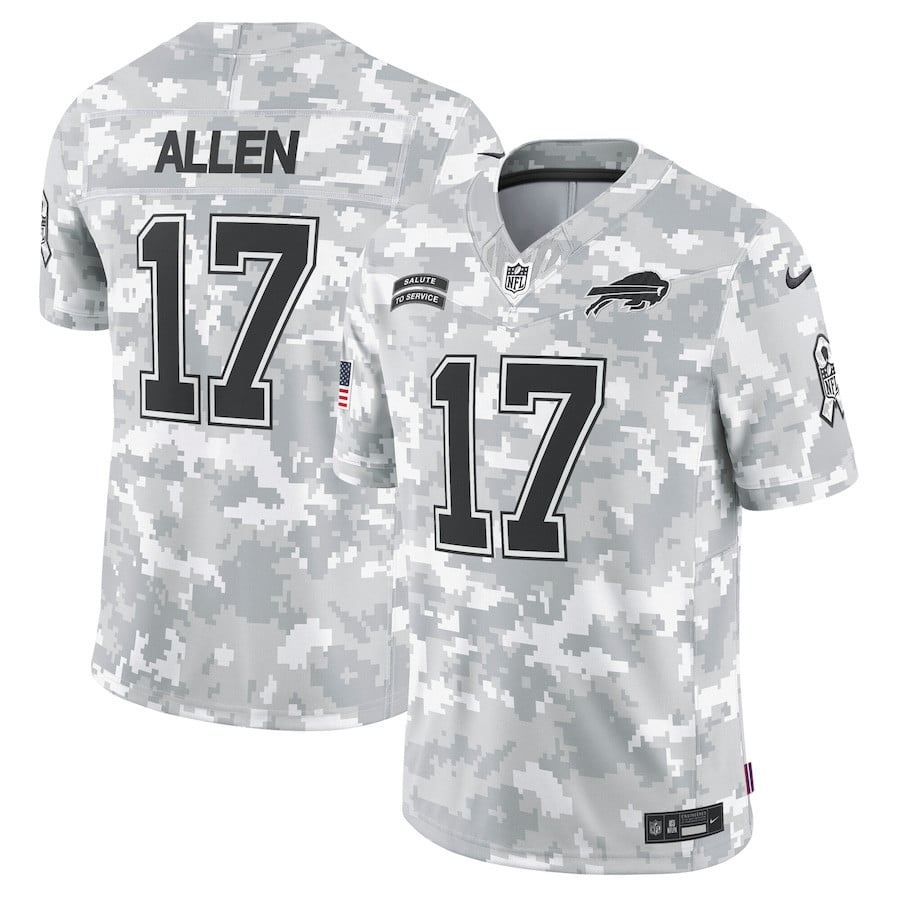 Josh Allen 17 Buffalo Bills 2024 Salute to Service Limited Men Jersey - Arctic Camo JS1212 Saliibo