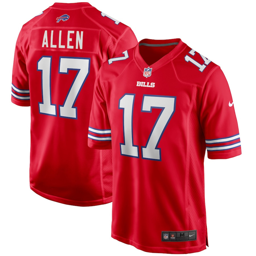 Josh Allen 17 Buffalo Bills Alternate Game Player Men Jersey - Red JS8549 Saliibo