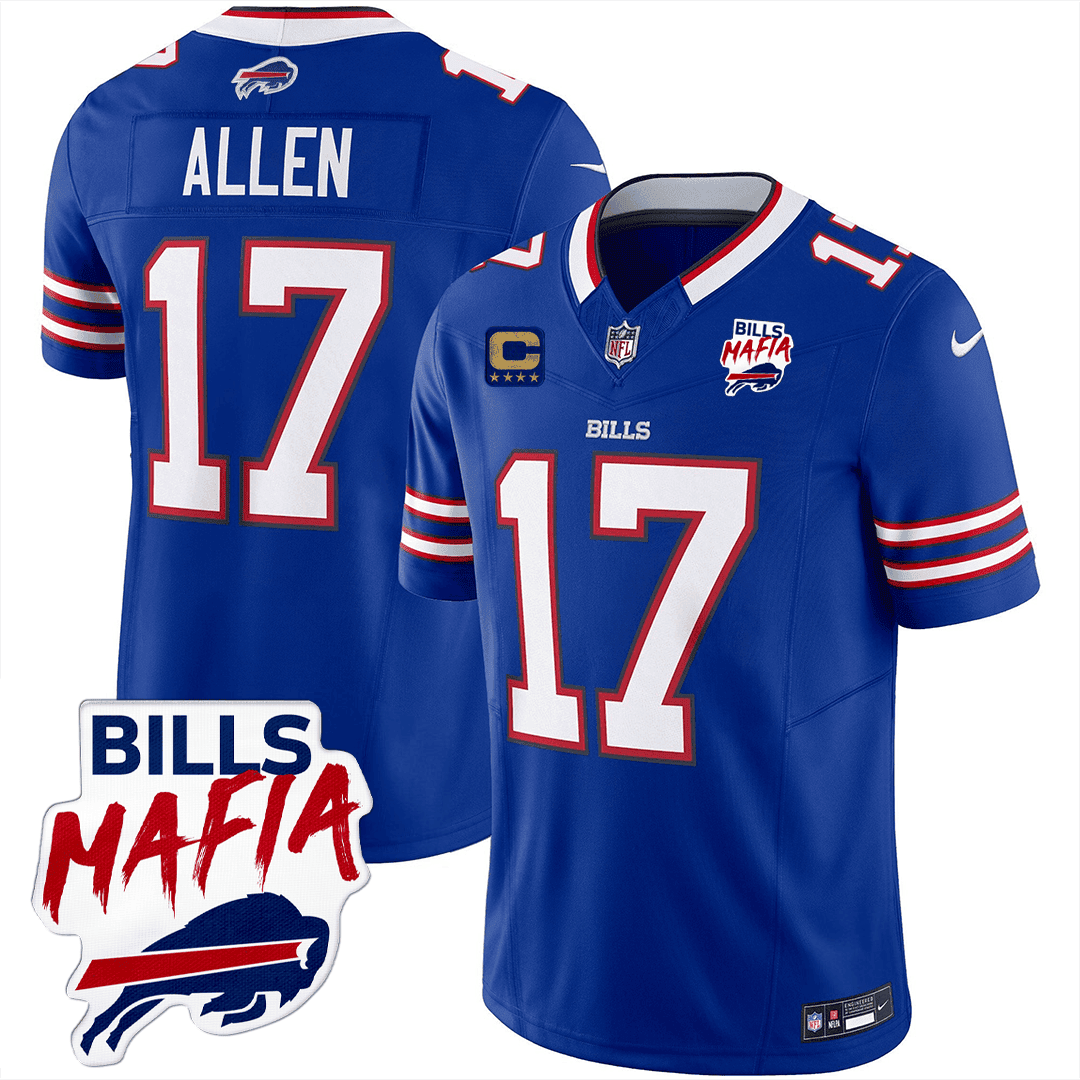 Josh Allen 17 Buffalo Bills Bills Mafia Patch Game Men Jersey - Royal JS7529 Saliibo