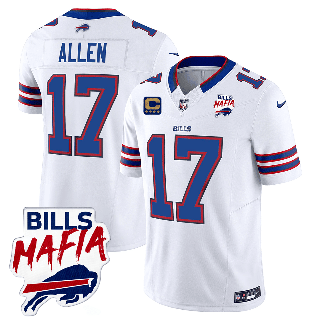 Josh Allen 17 Buffalo Bills Bills Mafia Patch Game Men Jersey - White JS2706 Saliibo