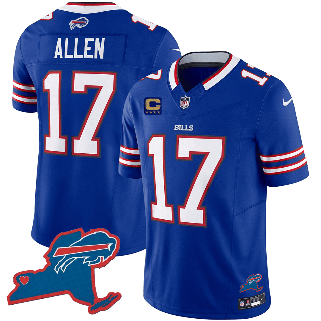 Josh Allen 17 Buffalo Bills New York Patch Game Men Jersey - Royal JS8195 Saliibo