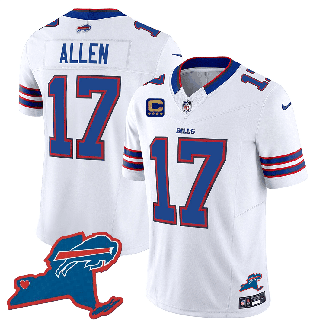 Josh Allen 17 Buffalo Bills New York Patch Game Men Jersey - White JS6921 Saliibo