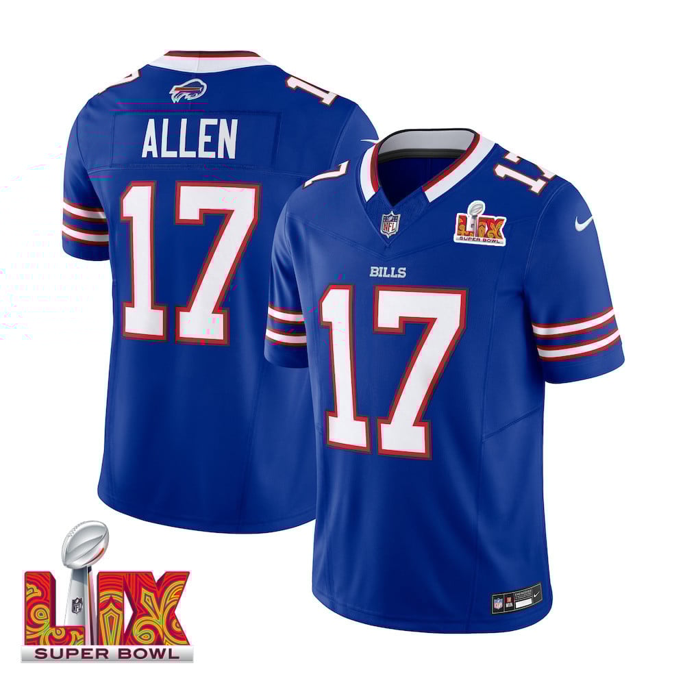 Josh Allen #17 Buffalo Bills Super Bowl LIX Jersey - Men's - Royal JS2923 Saliibo