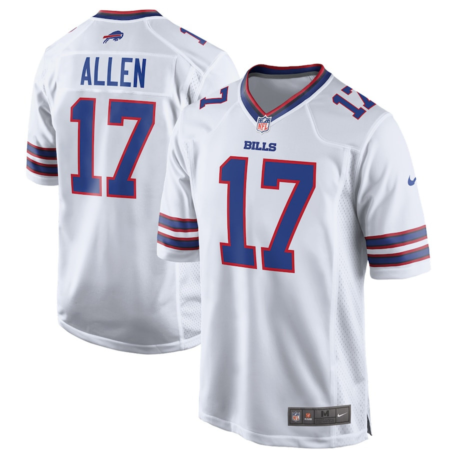 Josh Allen 17 Buffalo Bills Team Game Player Men Jersey - White JS2755 Saliibo
