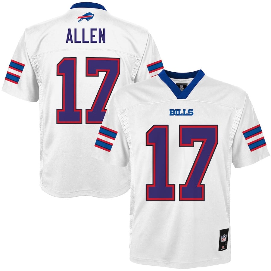 Josh Allen 17 Buffalo Bills YOUTH Jersey - White JS2220 Saliibo