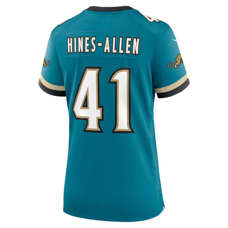 Josh Hines-Allen 41 Jacksonville Jaguars Women's Prowler Throwback Game Jersey - Teal JS3330 Saliibo - Image 3