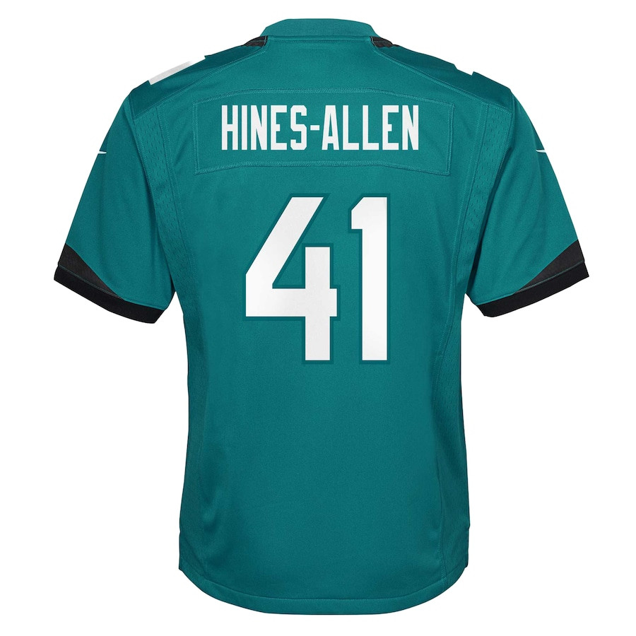 Josh Hines-Allen 41 Jacksonville Jaguars YOUTH Game Jersey - Teal JS3592 Saliibo - Image 3