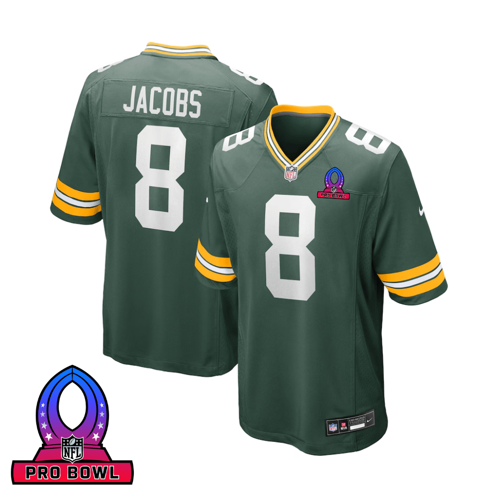 Josh Jacobs 8 Green Bay Packers 2025 Pro Bowl Patch Game Men Jersey - Green JS1818 Saliibo