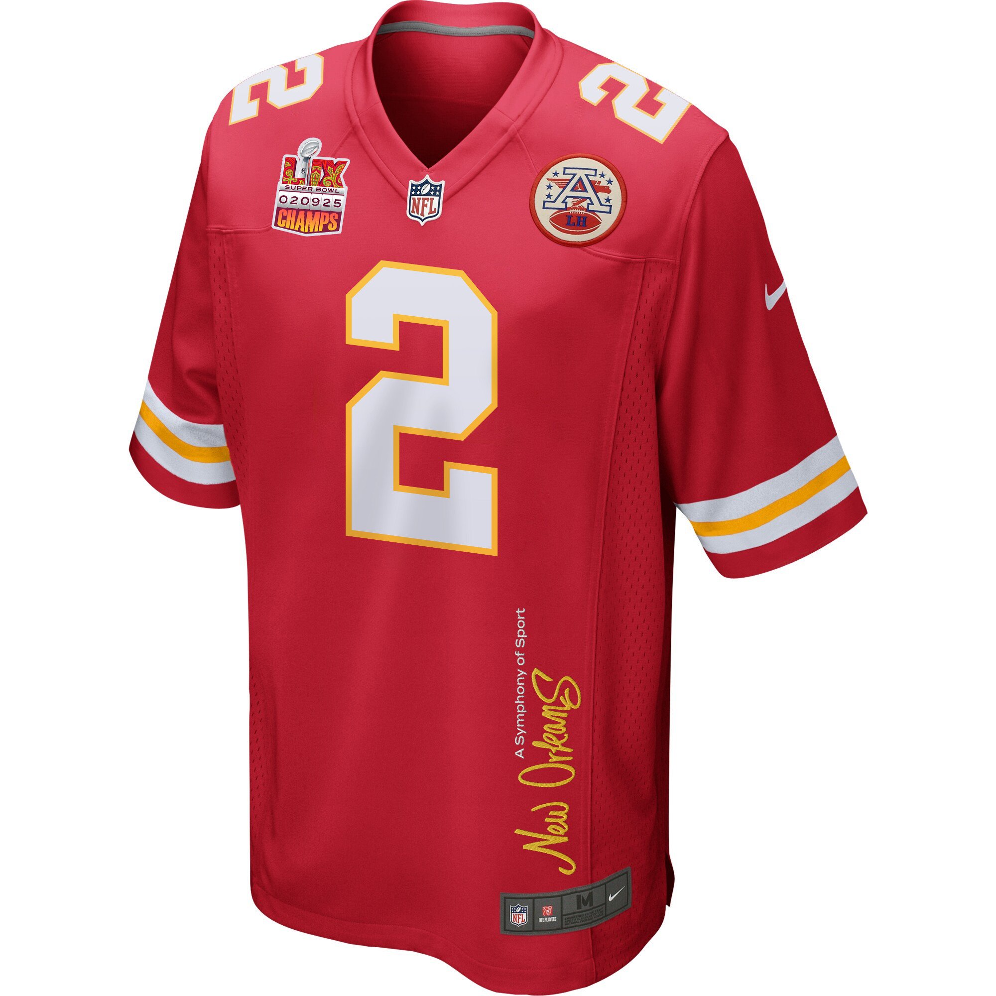 Joshua Williams 2 Kansas City Chiefs Super Bowl LIX Champions Patch 'New Orleans - A Symphony of Sport' EMBROIDERED Game Men Jersey - Red JS5782 Saliibo - Image 3
