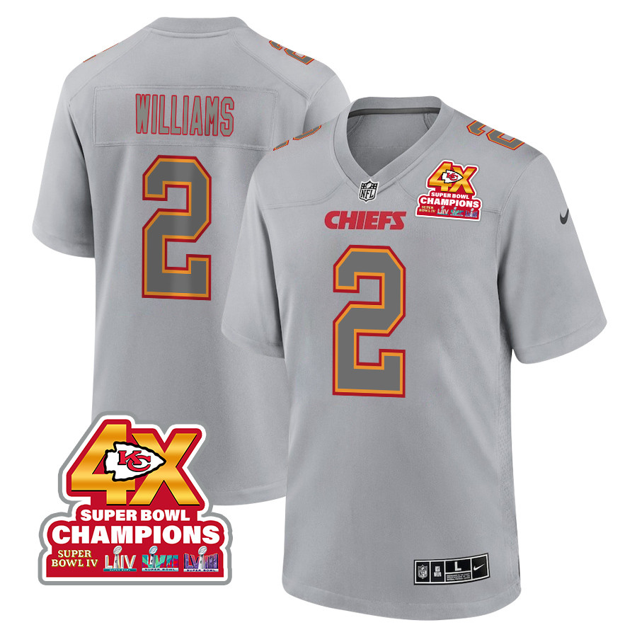 Joshua Williams 2 Kansas City Chiefs Super Bowl LVIII Champions 4X Atmosphere Fashion Game Men Jersey - Gray JS6549 Saliibo
