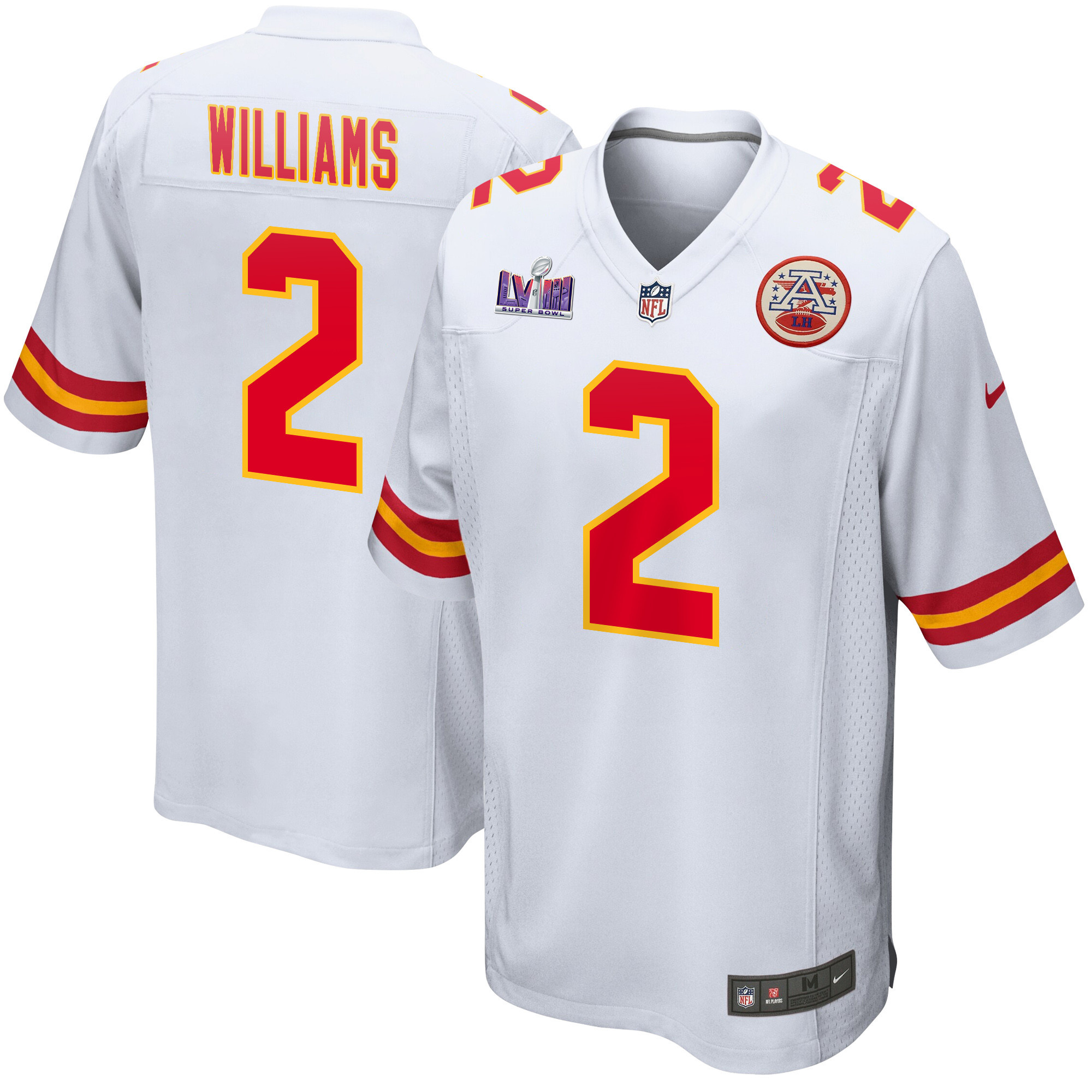 Joshua Williams 2 Kansas City Chiefs Super Bowl LVIII Patch Game Men Jersey - White JS5115 Saliibo
