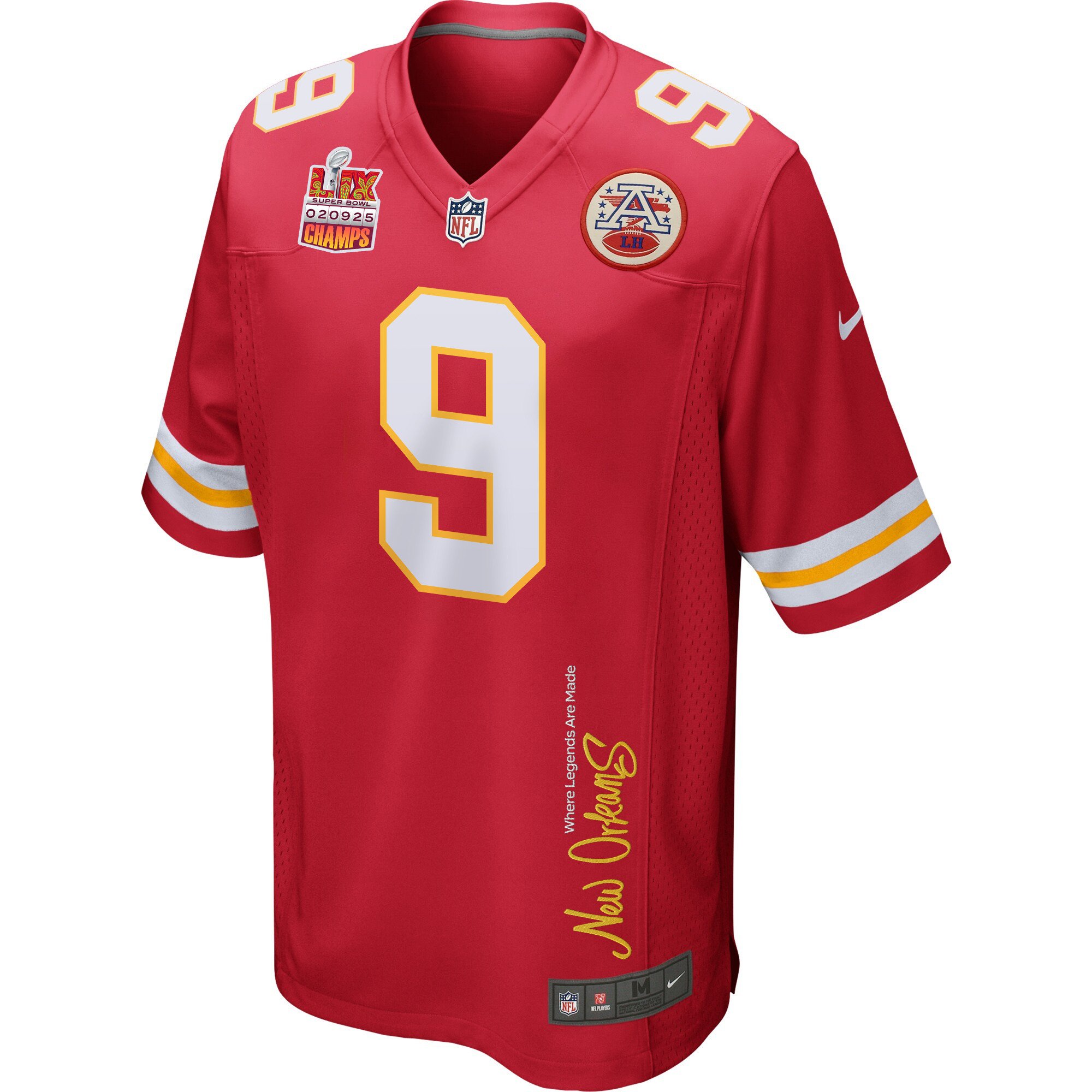 JuJu Smith-Schuster 9 Kansas City Chiefs Super Bowl LIX Champions Patch 'New Orleans - Where Legends Are Made' EMBROIDERED Game Men Jersey - Red JS2902 Saliibo - Image 3