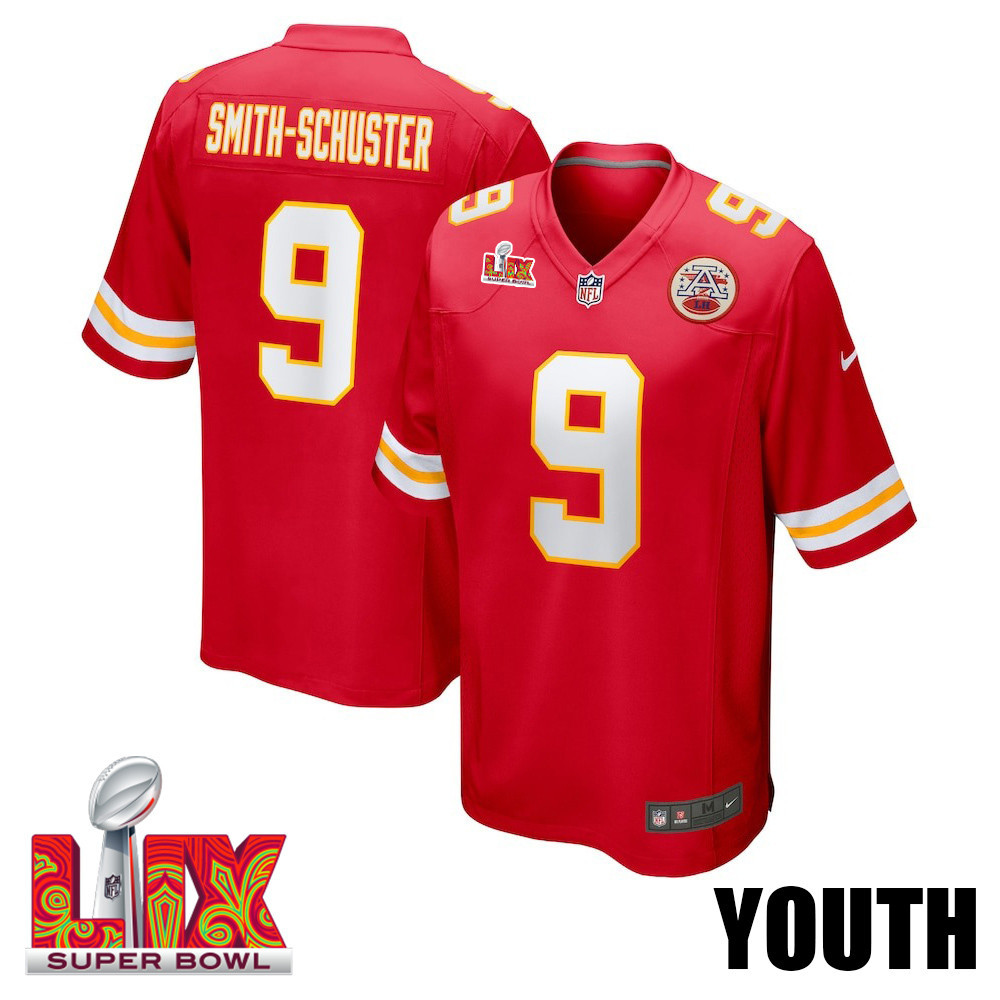 JuJu Smith-Schuster #9 Kansas City Chiefs Super Bowl LIX YOUTH Jersey - Red JS7628 Saliibo