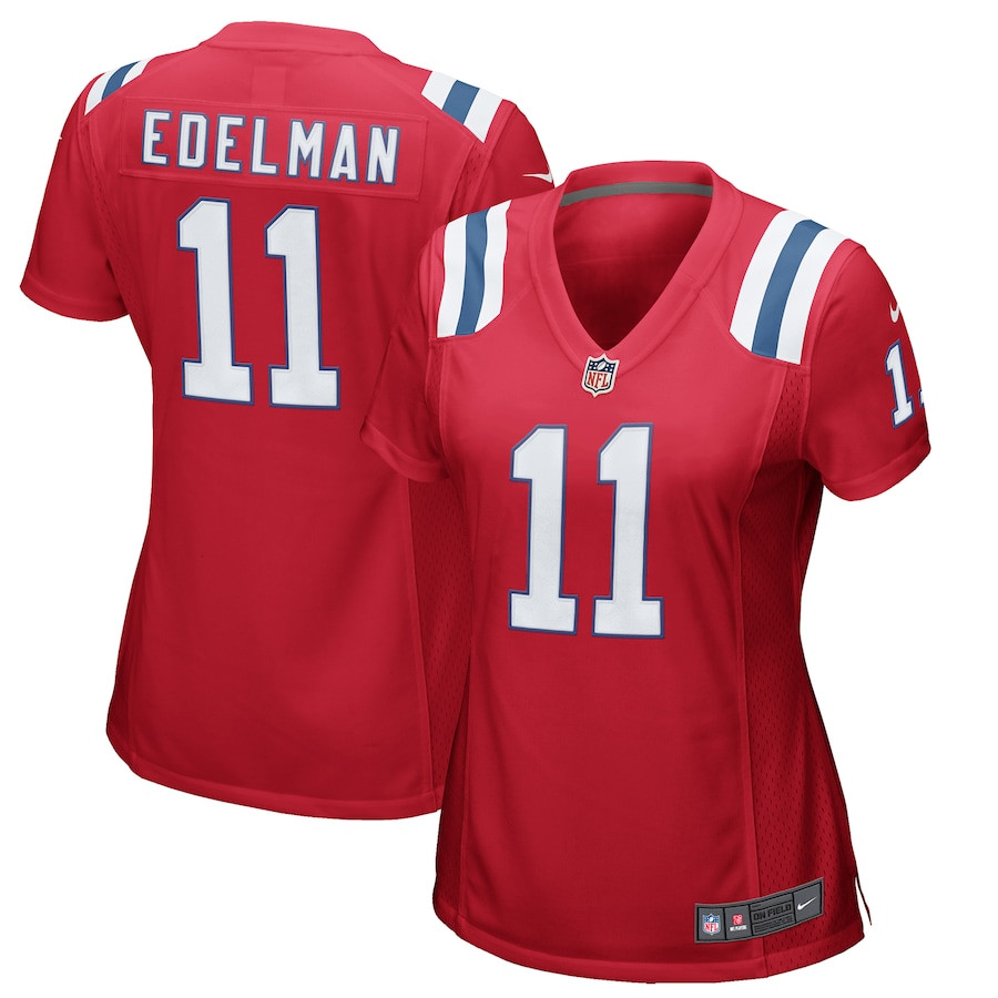 Julian Edelman 11 New England Patriots Womens Alternate Game Jersey - Red JS6207 Saliibo