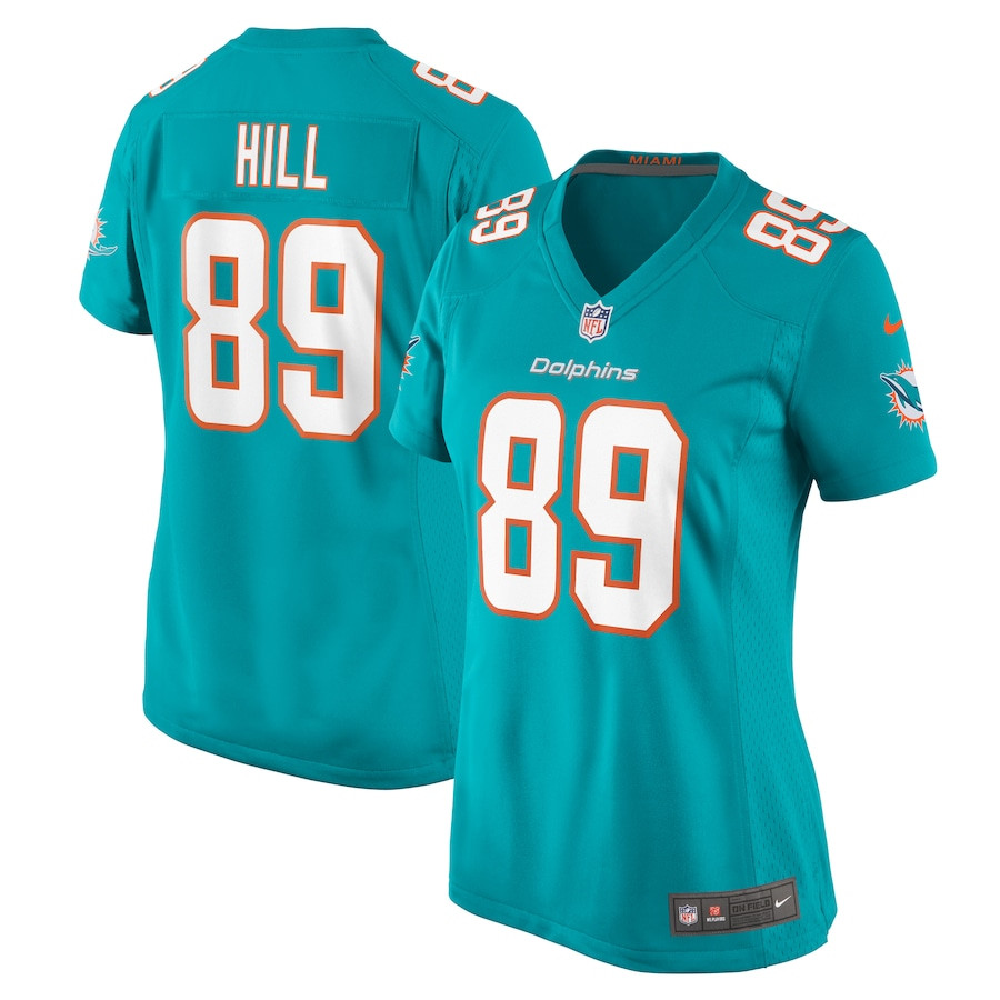 Julian Hill 89 Miami Dolphins Women's Game Jersey - Aqua JS4051 Saliibo