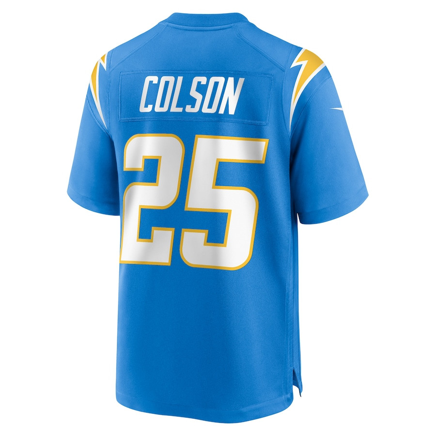 Junior Colson 25 Los Angeles Chargers Team Game Men Jersey - Powder Blue JS3709 Saliibo - Image 3