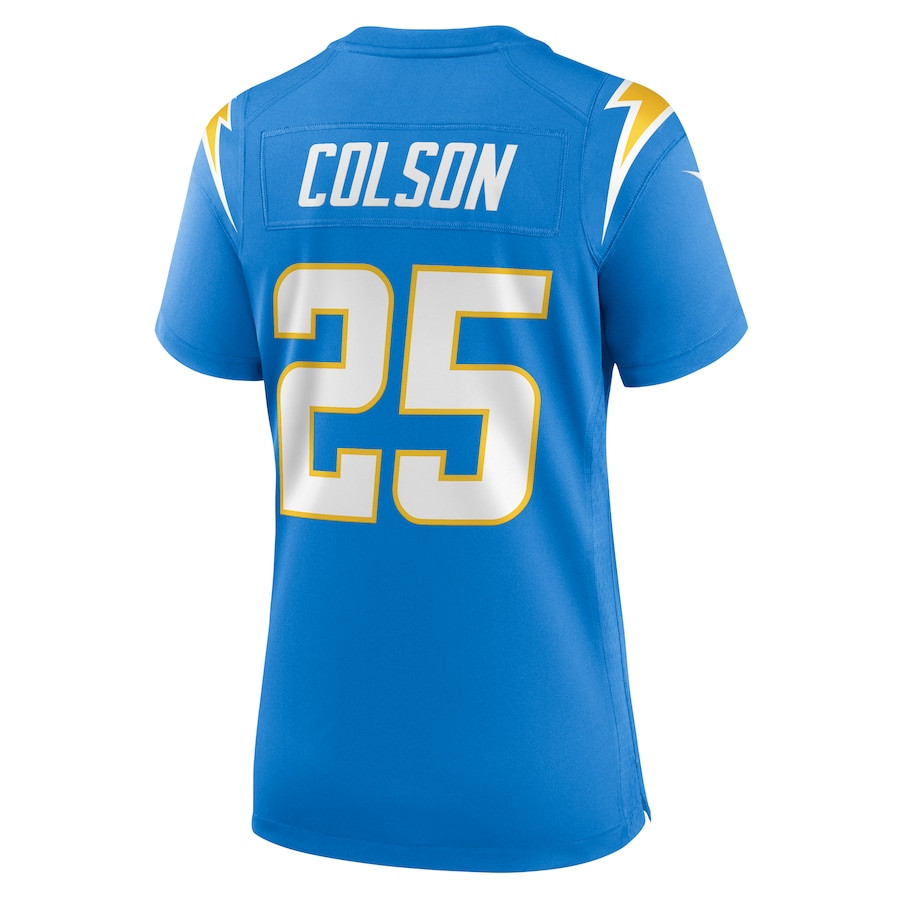 Junior Colson 25 Los Angeles Chargers Women's Game Jersey - Powder Blue JS7117 Saliibo - Image 3