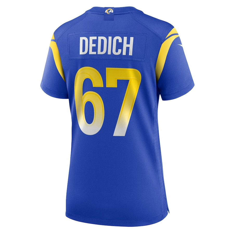 Justin Dedich 67 Los Angeles Rams Women's Game Jersey - Royal JS4890 Saliibo - Image 3