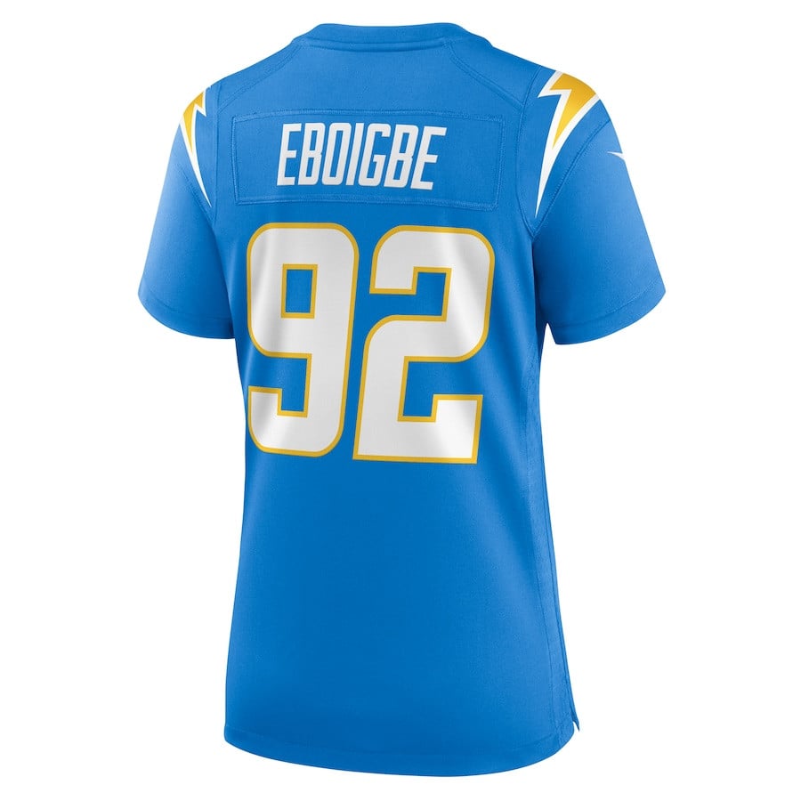 Justin Eboigbe 92 Los Angeles Chargers Women's Game Jersey - Powder Blue JS9280 Saliibo - Image 3