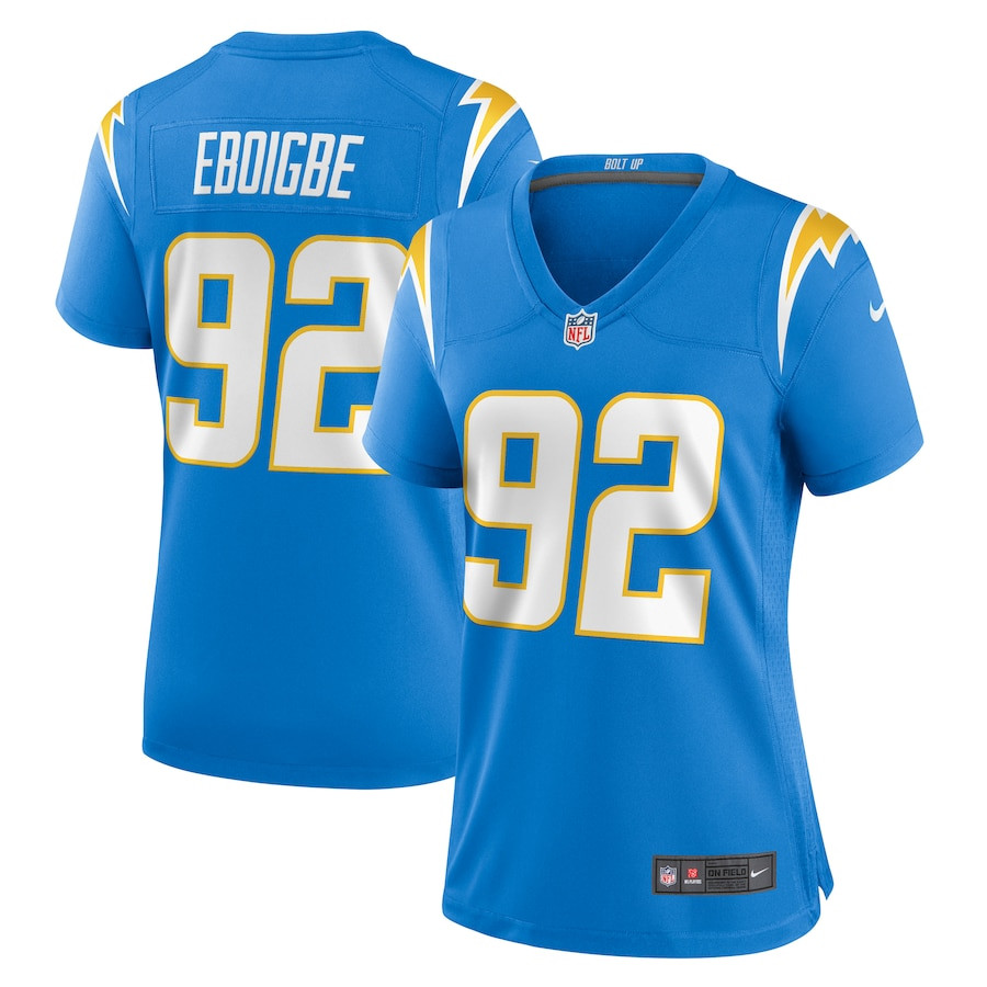 Justin Eboigbe 92 Los Angeles Chargers Women's Game Jersey - Powder Blue JS9280 Saliibo