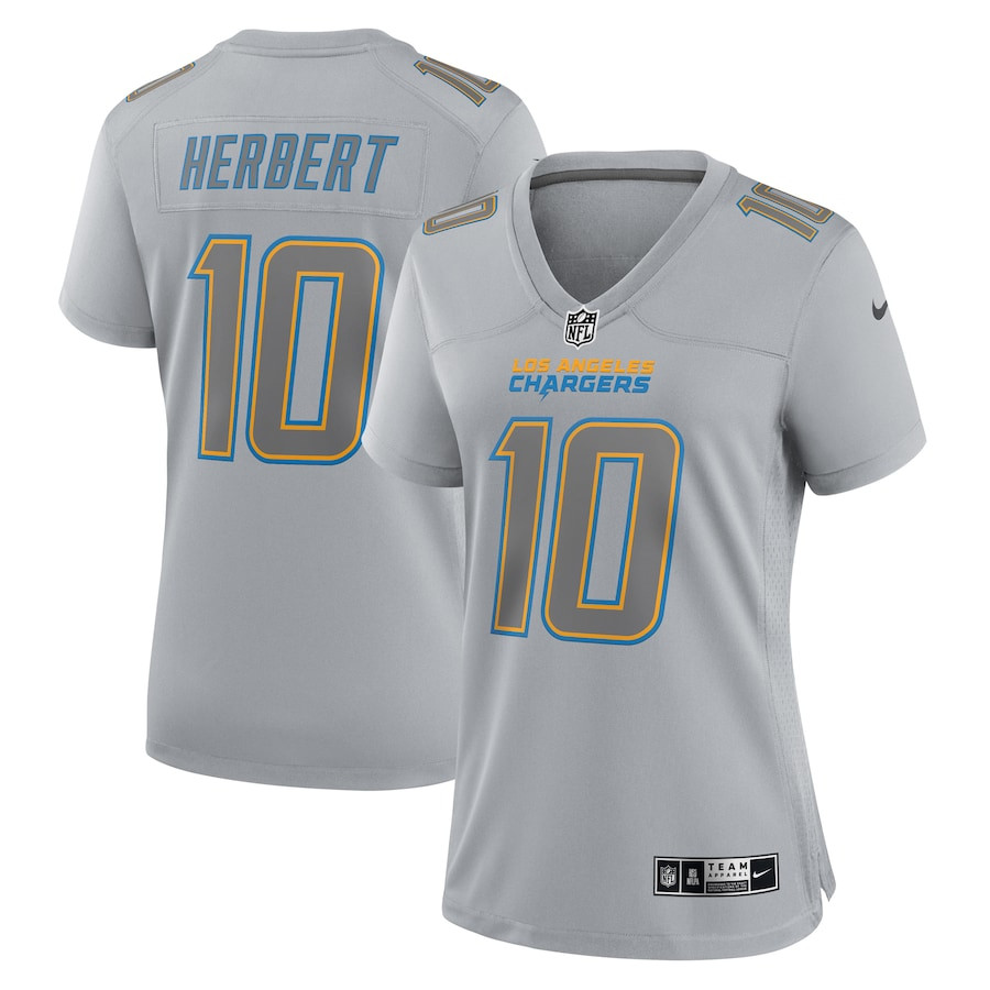 Justin Herbert 10 Los Angeles Chargers Women Atmosphere Fashion Game Jersey - Gray JS4450 Saliibo