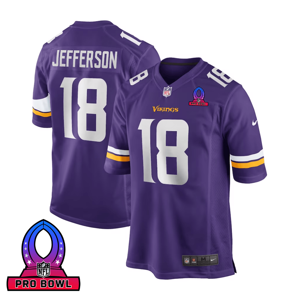 Justin Jefferson 18 Baltimore Ravens 2025 Pro Bowl Patch Game Men Jersey - Purple JS8914 Saliibo